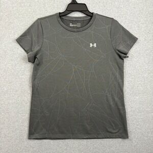 Under Armour Shirt Womens Large Gray Short Sleeve Pullover Loose Fit Heatgear